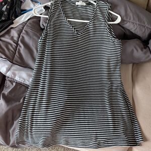 Cloud Chaser Black and White Striped Tank Top